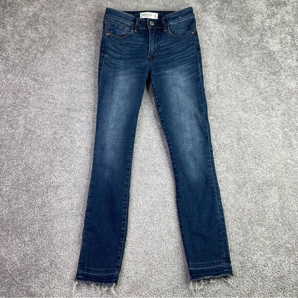 Abercrombie & Fitch Jeans Women's 24 Blue Skinny Mid-Rise Dark Denim - Picture 1 of 11